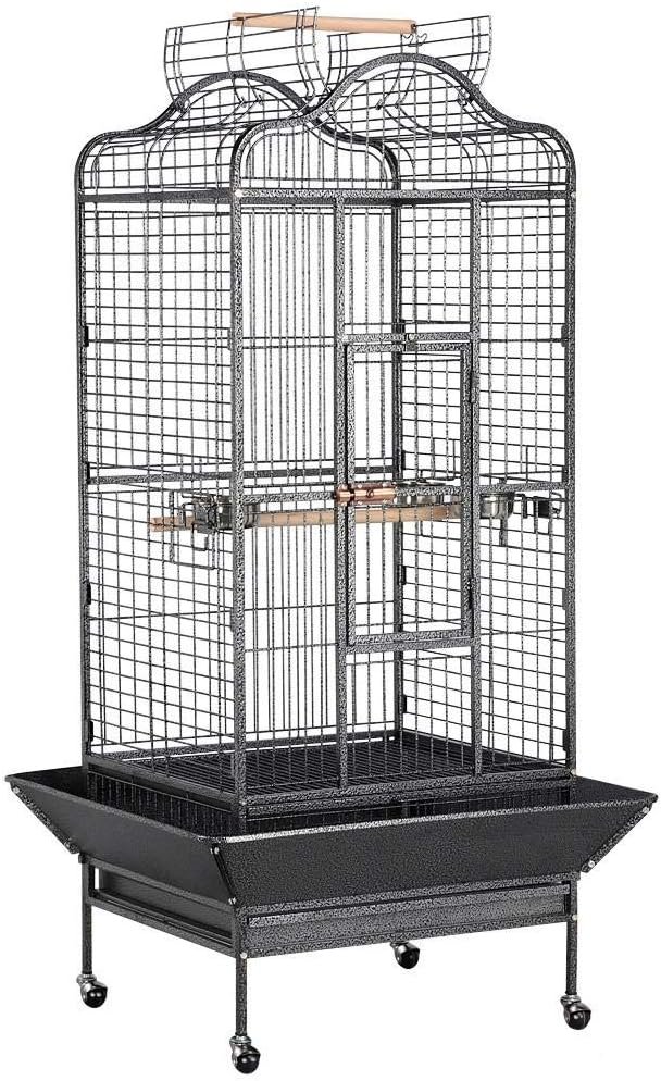 Topeakmart Extra Large Parrot Bird Cage Mini Macaw Cockatoo Cockatiels African Grey Bird Cage with Open Play Top