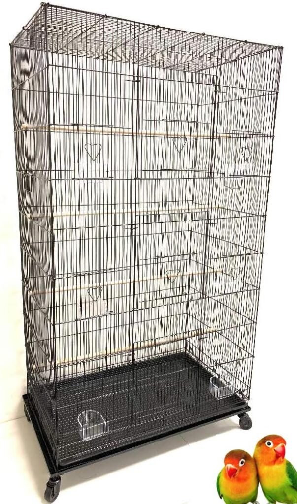 55 X-Large 3/8-Inch Tight Bar Spacing Multiple Flight Bird Aviary Budgie Canary Finch Breeding Cage with Removable Rolling Stand