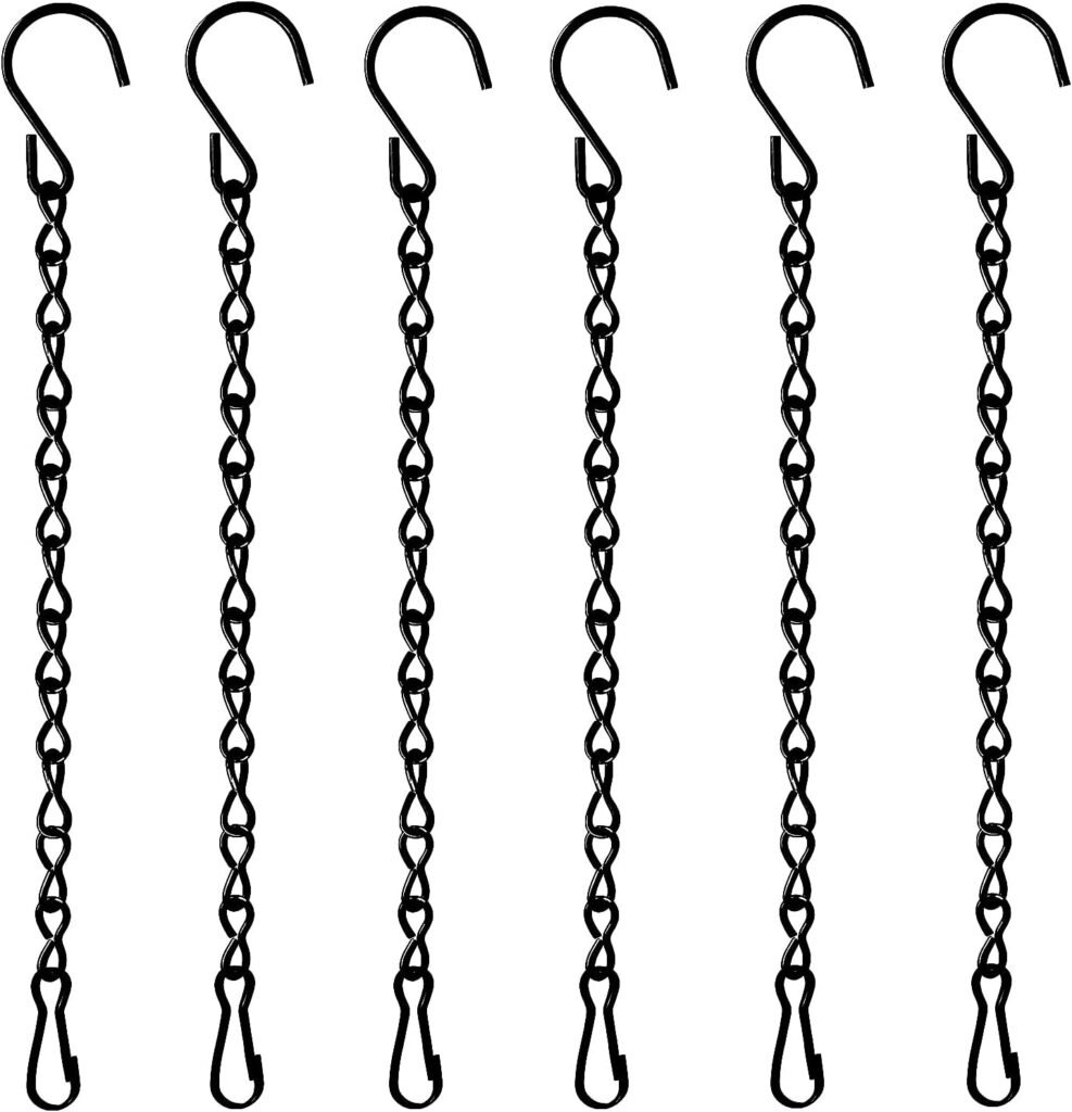 6 Pack 9.5 Inch Hanging Chain for Bird Feeders, Planters, Lanterns, Wind Chimes, Billboards, Chalkboards and Ornaments (Black)