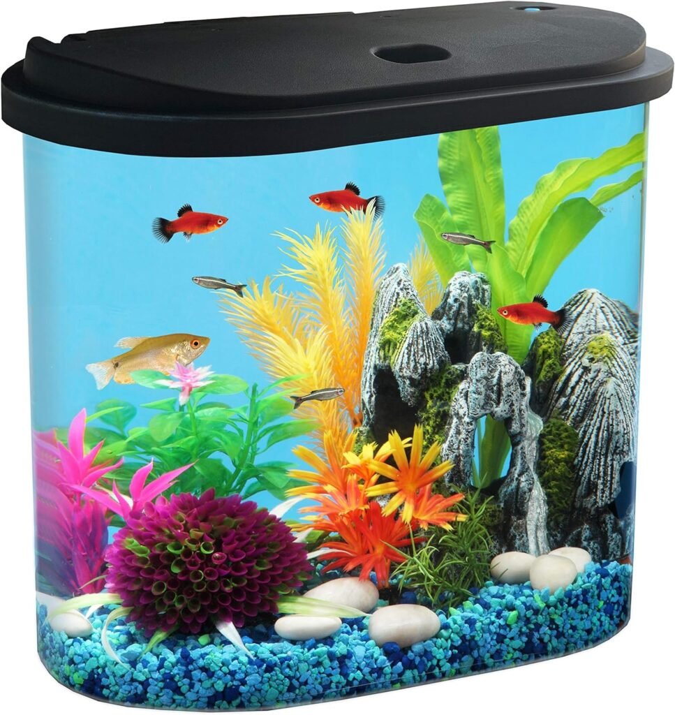 Koller Products AquaView 4.5-Gallon Aquarium Starter Kit with Full Filtration and LED Lighting - 7 Dazzling Colors to Select