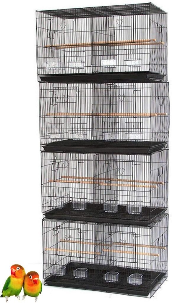 Lot of Breeding Bird Flight Cages for Canary Parakeet Aviaries Budgies Lovebird Finch (Large 30 Black Divider)