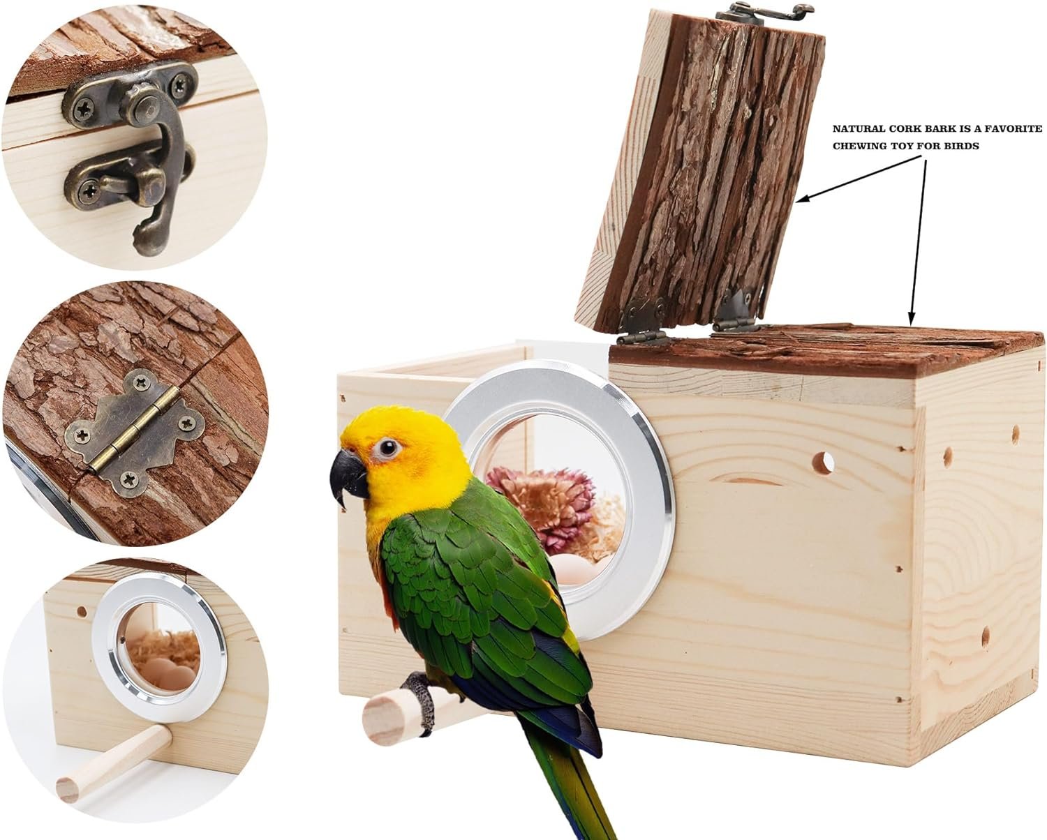 Comparing Parakeet Nesting Box, Bird Cage Seed Catcher & Bird Stand Perch Toy