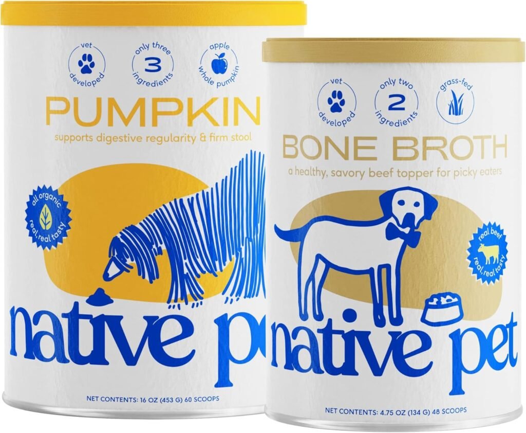 Native Pet Bone Broth  Pumpkin Powder for Dogs | All-Natural, Organic Pumpkin Fiber for Dogs | Human Grade Dog Food Topper  Cat Gravy