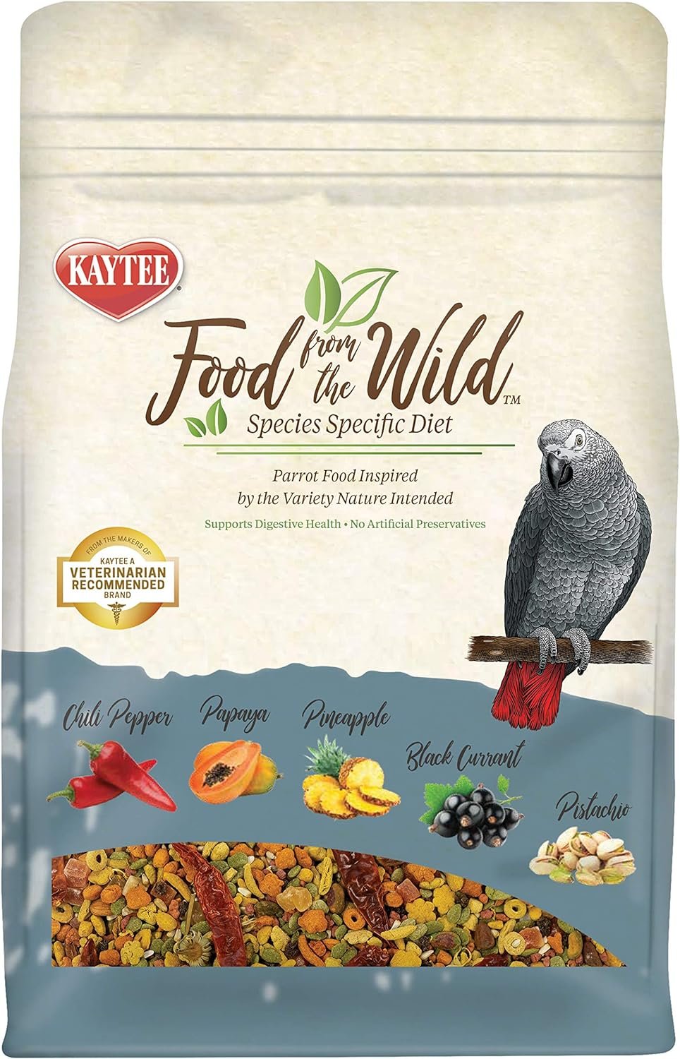 Kaytee Food from The Wild Natural Pet Parrot Food, 2.5 Pound