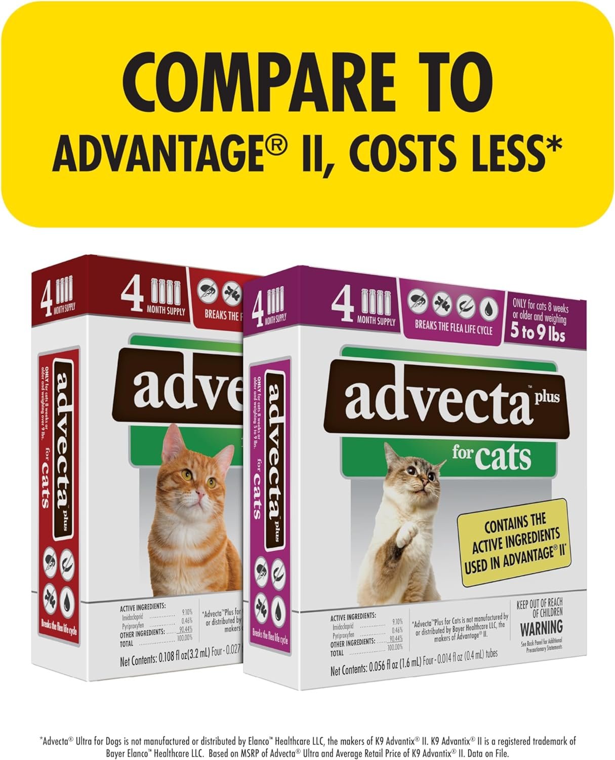 Plus Flea Prevention For Cats, Cat and Kitten Treatment  Control, Small and Large, Fast Acting Waterproof Topical Drops, 4 Month Supply