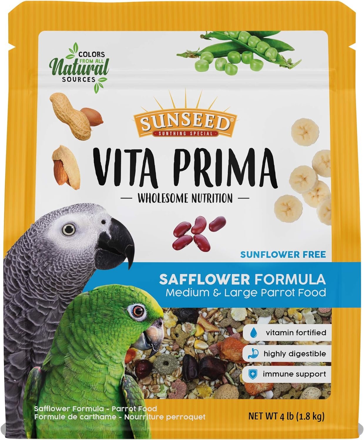 Sunseed Vita Prima Wholesome Nutrition Safflower Formula Large Parrot Food, 4 LBS