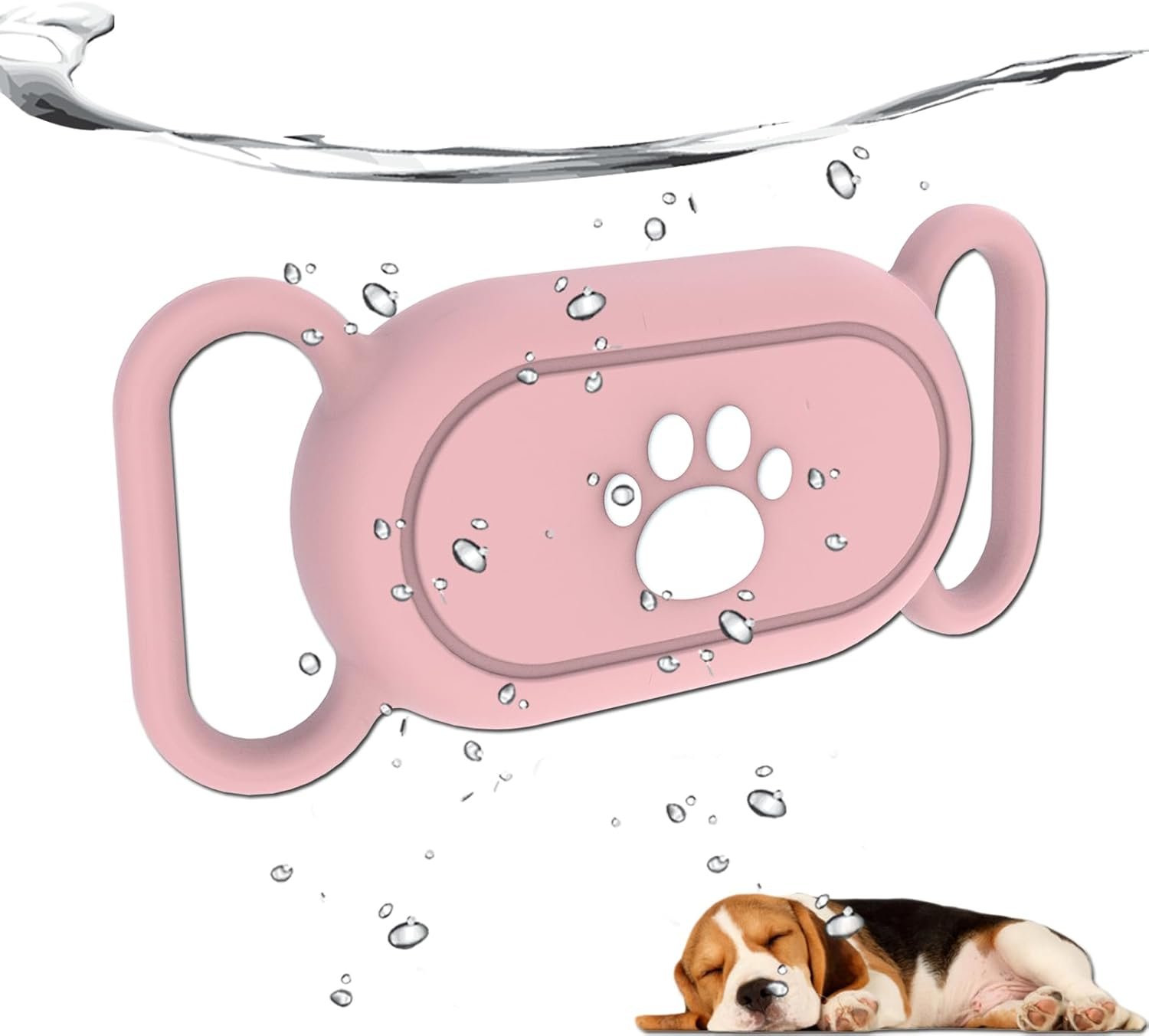 Waterproof Dog Collar Holder Compatible with Samsung Galaxy SmartTag2, Silicone GPS Tracker Hidden Loop Holder for Samsung Smart Tag2, Anti-Lost Dog Collar Samsung Tag2 Dog Paw Case(Pink)