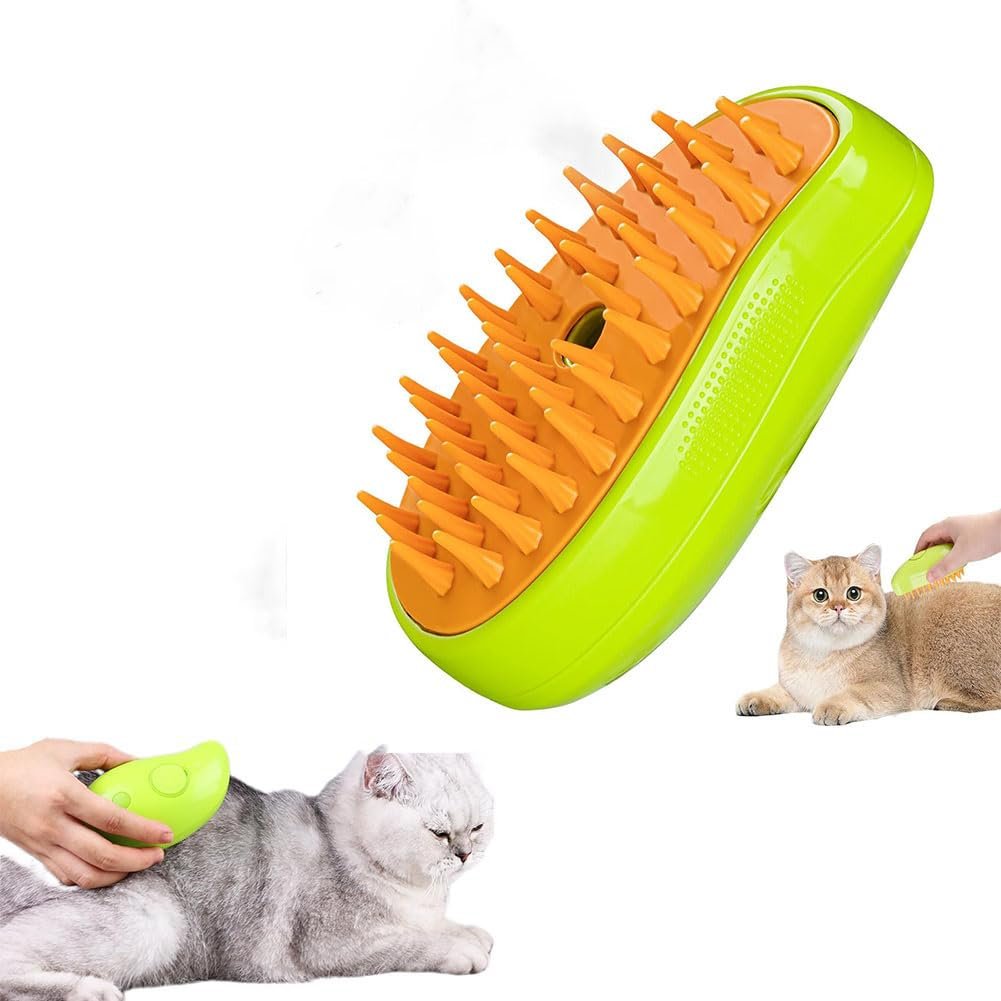 Steamy Cat Brush - 3 In1 Cat Steamy Brush,Cat Steamer Brush for Massage,Self Cleaning Steam Cat Brush,Cat Hair Brush for Removing Tangled and Loosse Hair.