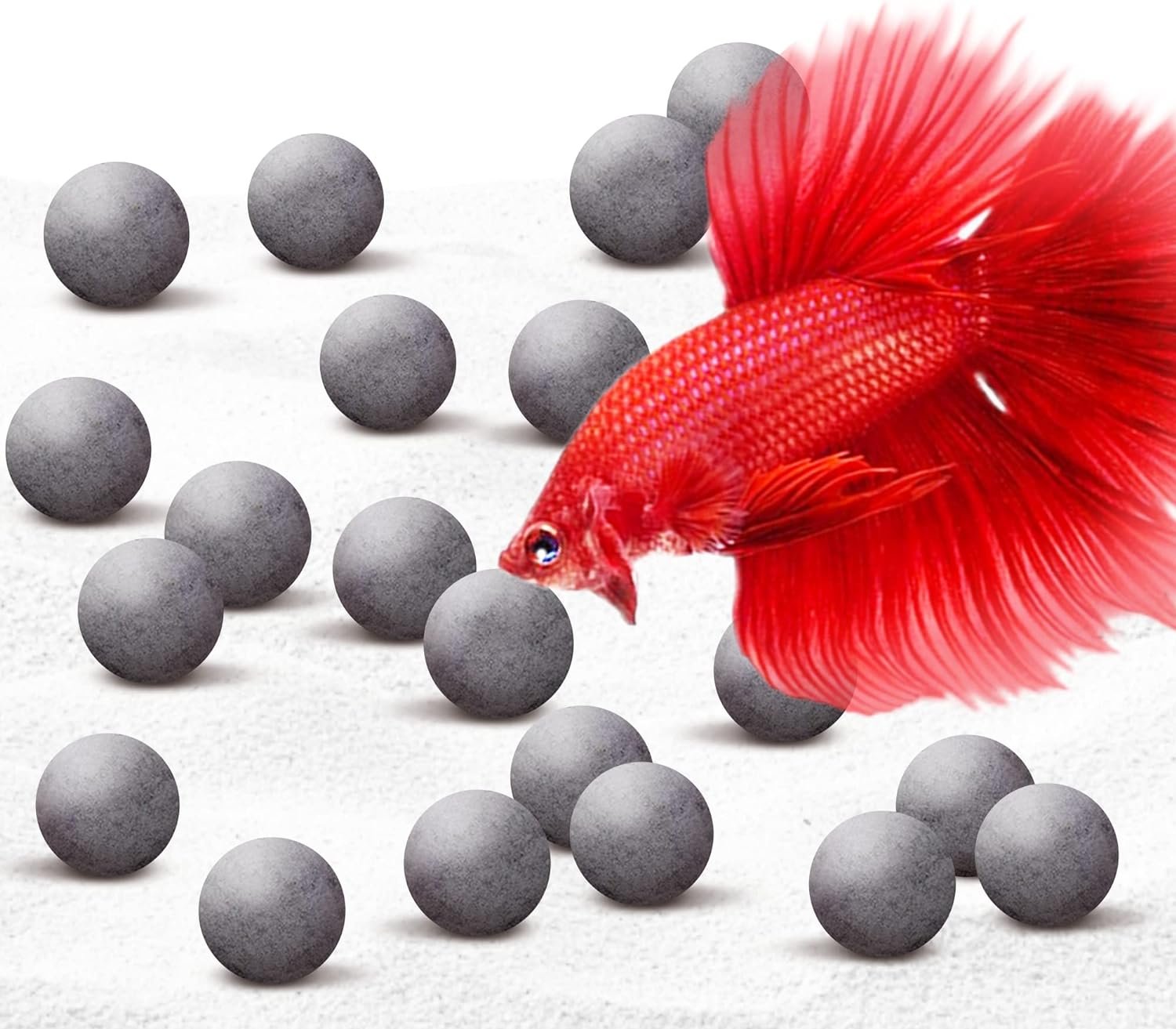 SunGrow Calcium-rich Balls for Betta, 0.5”, Water Conditioner with Over 30 Beneficial Elements, Freshwater Fish Tank Decorations, 20 Balls per Pack