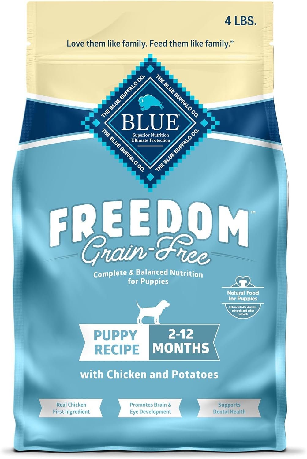 Blue Buffalo Freedom Grain-Free Puppy Dry Dog Food With DHA, Complete  Balanced Nutrition for Puppies, Made in the USA With Natural Ingredients, Chicken  Potatoes, 4-lb. Bag