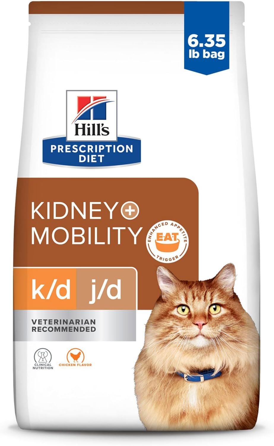 Hills Prescription Diet k/d + j/d Kidney + Mobility Chicken Flavor Dry Cat Food, Veterinary Diet, 6.35 lb. Bag